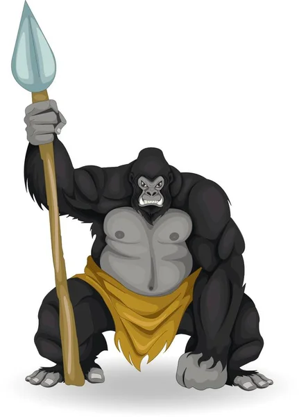 Ilustração Guerreiro Gorila — Vetor de Stock