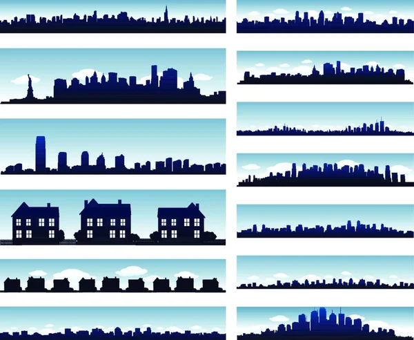 Illustration City Silhouettes — Stock Vector