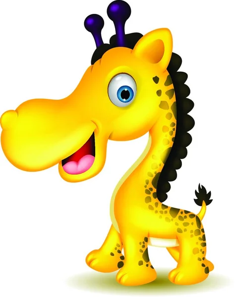 Carino Giraffa Cartone Animato Vettoriale Illustrazione — Vettoriale Stock