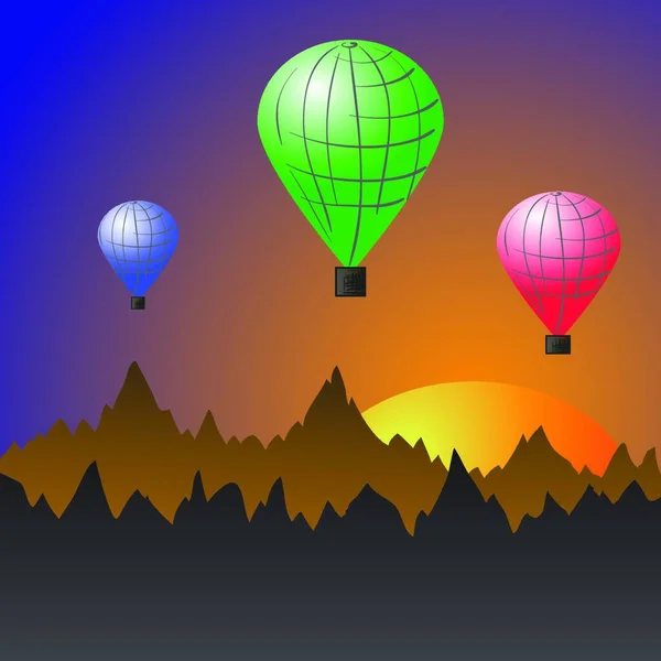 Ballonger Och Natur Vektor Illustration — Stock vektor