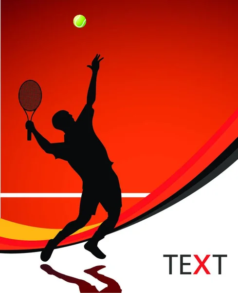 Tennis Speler Silhouet Illustratie — Stockvector