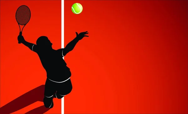 Silhouette Joueur Tennis Illustration — Image vectorielle