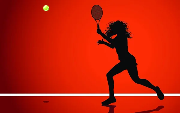 Silhouette Joueur Tennis Illustration — Image vectorielle