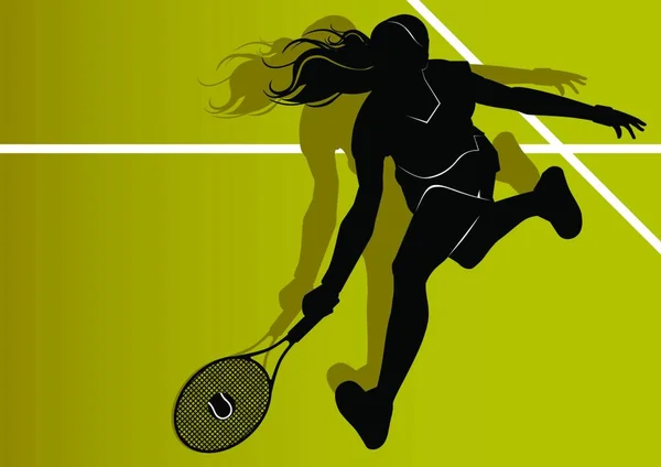 Τένις Παίκτης Σιλουέτα Εικονογράφηση — Διανυσματικό Αρχείο