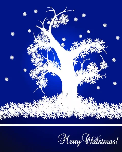 Snow Tree Vector Background Card — Stock Vector