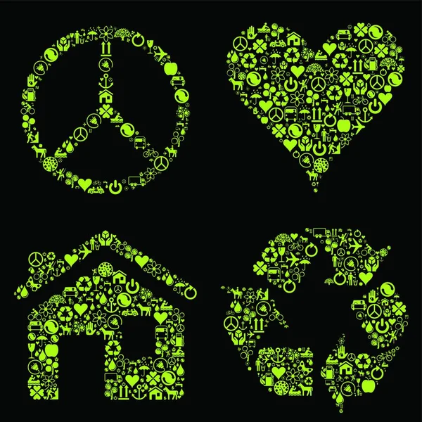 Ecology Green Vector Concept Background Made Eco Icons — Image vectorielle