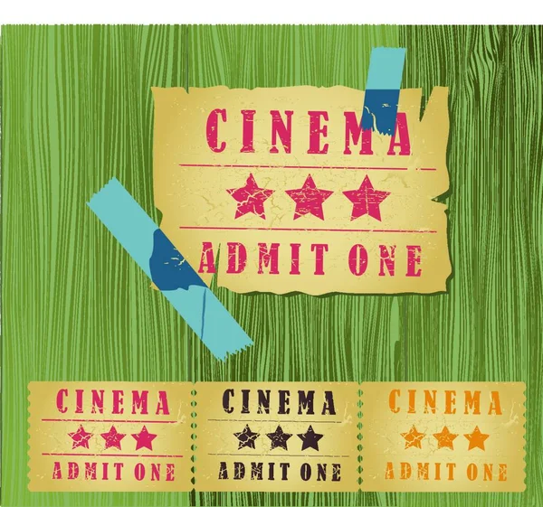Biglietti Del Cinema Vintage Cinema — Vettoriale Stock