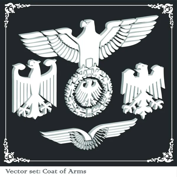 紋章のイーグルコート カラフルなベクトルイラスト — ストックベクタ