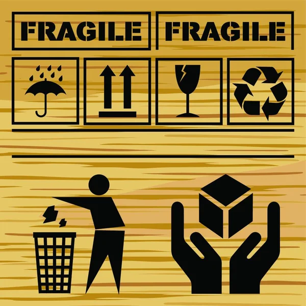 Boîte Expédition Avec Signes Sécurité Fragiles — Image vectorielle