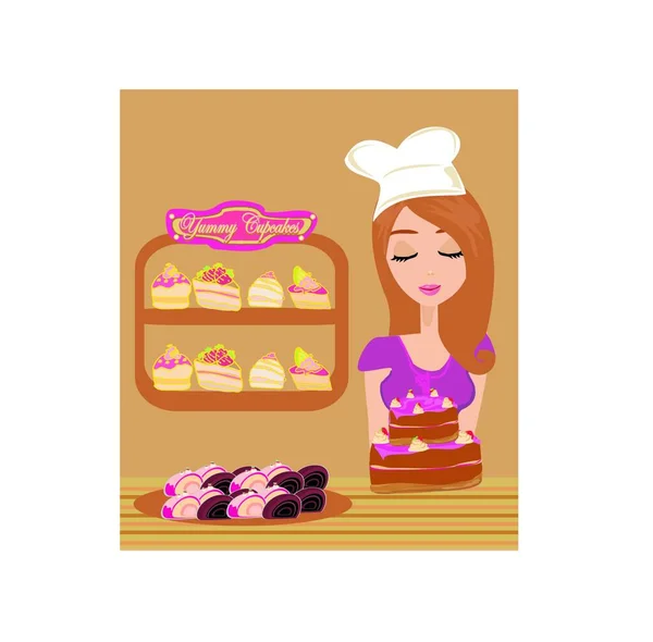 Bakery Symbols Illustration Web Template — Stock Vector