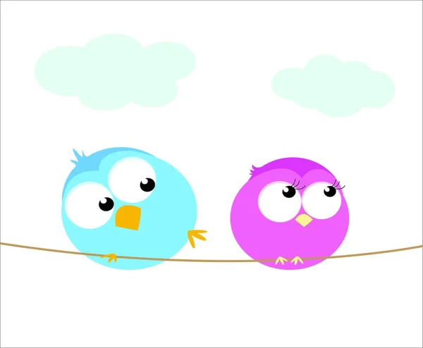 Illustration Flirt Des Oiseaux — Image vectorielle