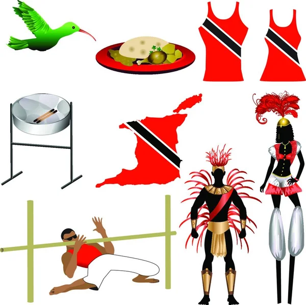 Trinidad Icons Vector Illustration — Stock Vector