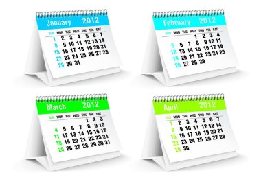 2012 masa takvimi modern vektör illüstrasyonu