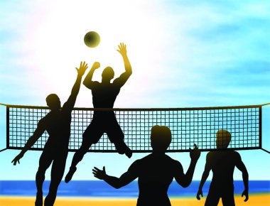 Yaz voleybol modern vektör illüstrasyonu