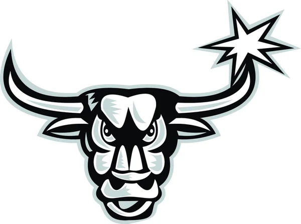 Texas Longhorn Bull Retroart Grafische Vektorillustration — Stockvektor