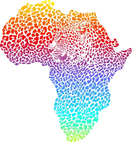 Soyut Leopar Deri Baş Siluet Afrika — Stok Vektör