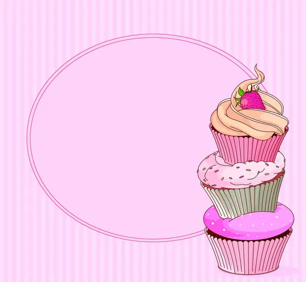 Cupcake Place Carte Illustration Vectorielle Moderne — Image vectorielle