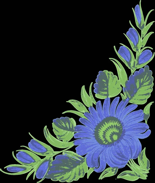 Ilustração Vetor Moldura Flor Azul — Vetor de Stock