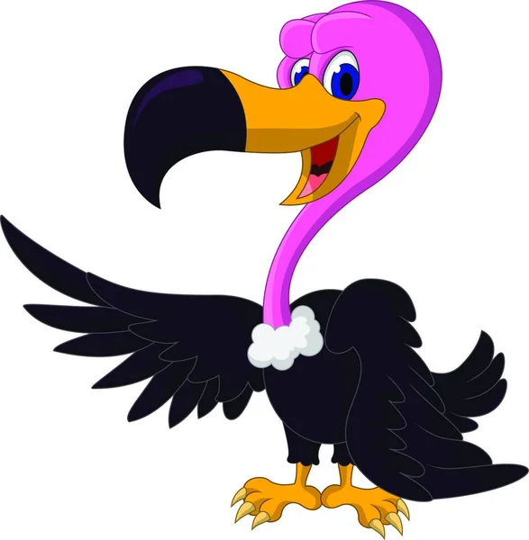 Cute Vulture Cartoon Vector Illustration — Stock Vector