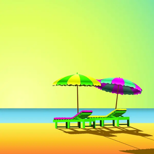 Playa Moderna Ilustración Vector — Vector de stock