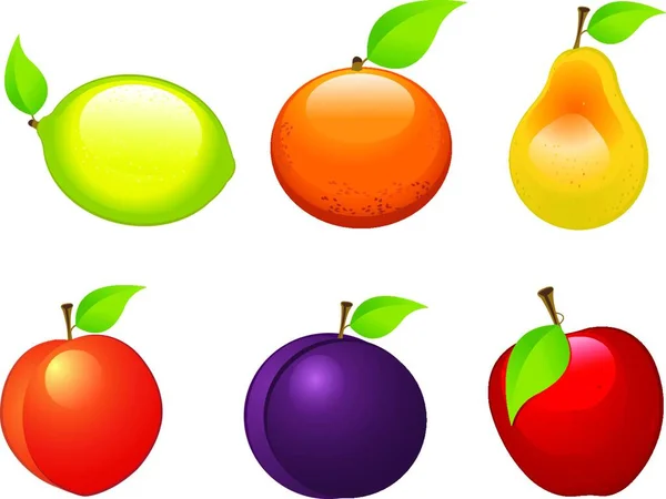 Fruits Mis Illustration Vectorielle Moderne — Image vectorielle