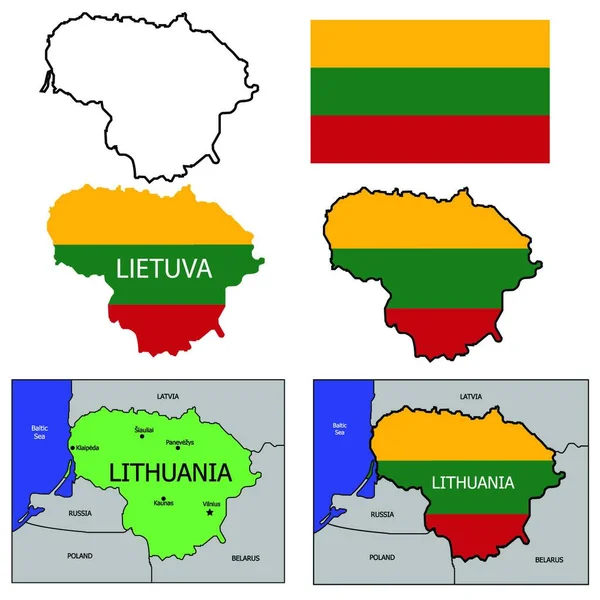 Lituânia Conjunto Vetorial Ilustração Vetorial — Vetor de Stock