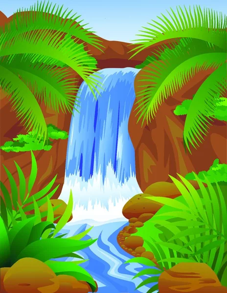 Waterfall Modern Vector Illustration — Stock Vector