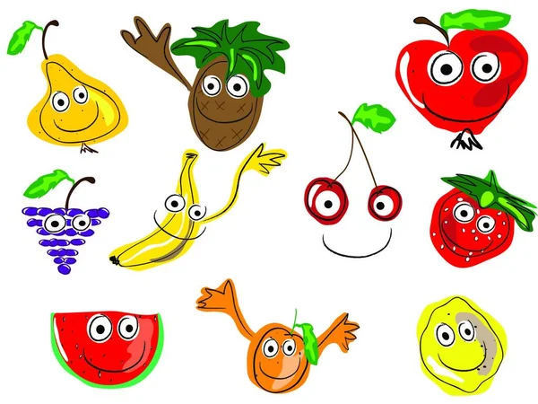 Heureux Fruits Illustration Vectorielle — Image vectorielle