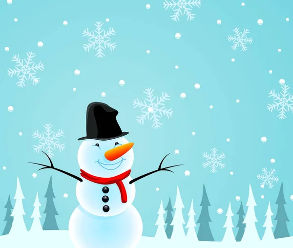 Ευτυχισμένος Χιονάνθρωπος Διανυσματική Απεικόνιση — Διανυσματικό Αρχείο