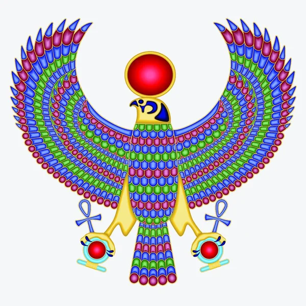 Egyptian Falcon Pectoral Colorful Vector Illustration — Stock Vector