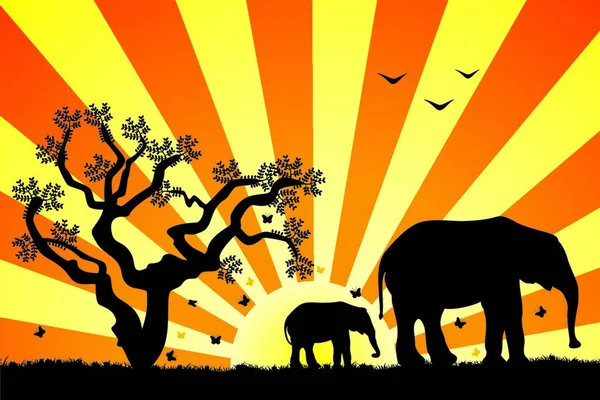 Animales Africanos Sabana Ilustración Colorida — Vector de stock
