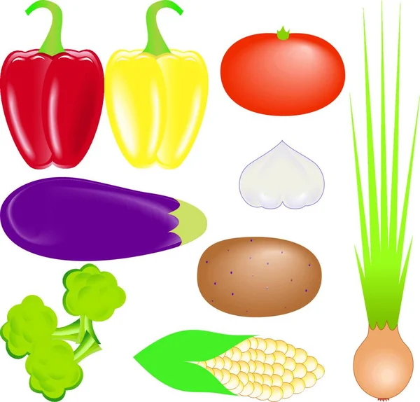 Vegetables Set Vector Illustration — Stock Vector
