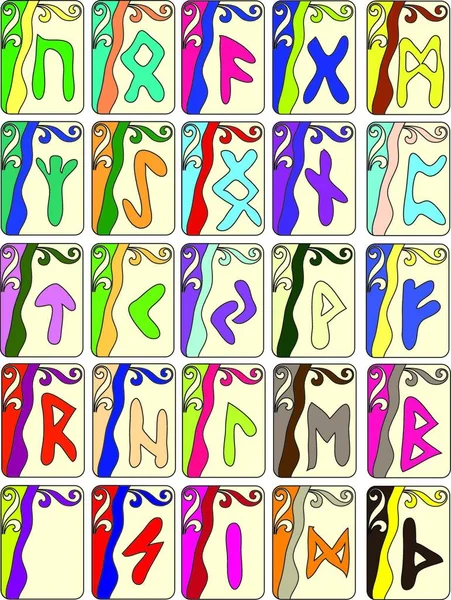 Rune Cards Moderna Ilustração Vetorial — Vetor de Stock