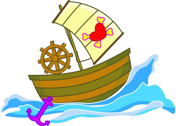 Пиратская Лодка Векторная Иллюстрация — стоковый вектор