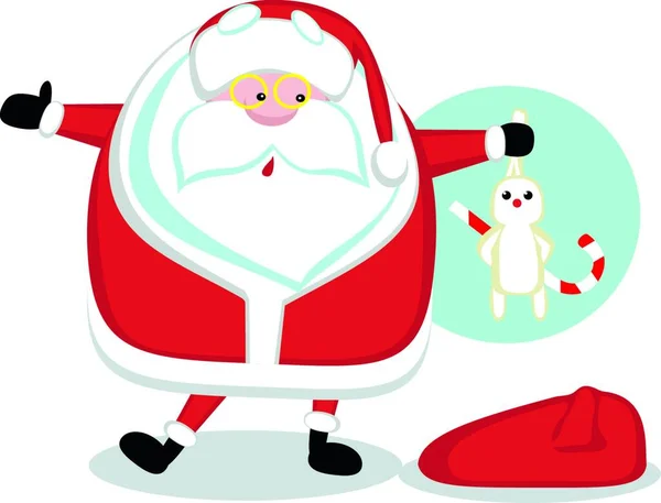 Cartoon Babbo Natale Possesso Coniglio Vettoriale Illustrazione — Vettoriale Stock
