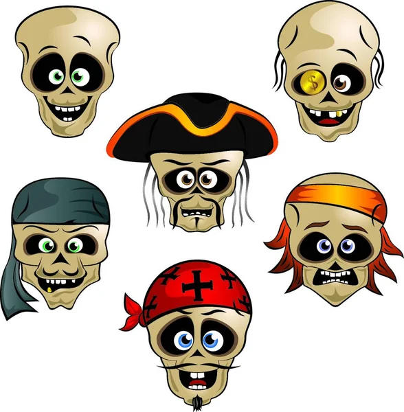 Piratas Calaveras Ilustración Vectorial Colorido — Archivo Imágenes Vectoriales