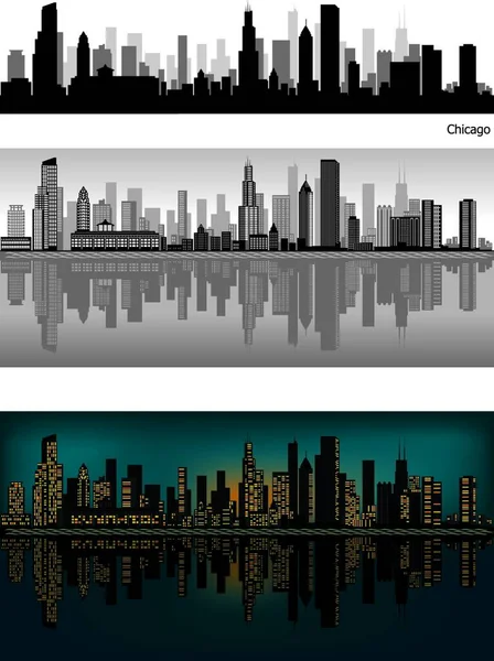 Чикаго Skyline Векторные Иллюстрации — стоковый вектор
