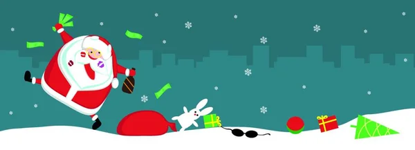 Betrunkener Weihnachtsmann Grafische Vektorillustration — Stockvektor