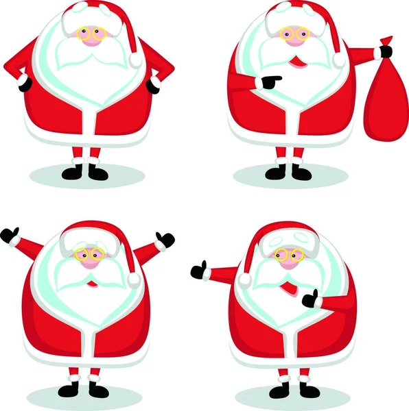 圣诞老人在不同的位置 图形矢量插图 — 图库矢量图片