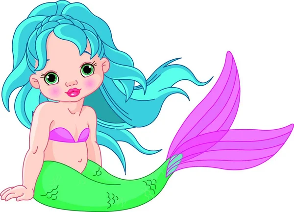Cute Mermaid Cartoon Character — 스톡 벡터