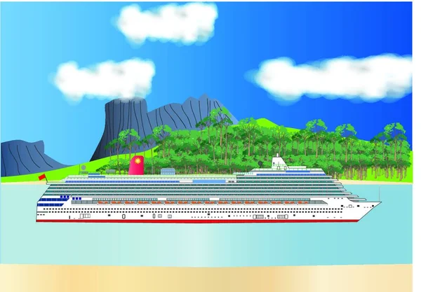 Cruise Liner Grafická Vektorová Ilustrace — Stockový vektor