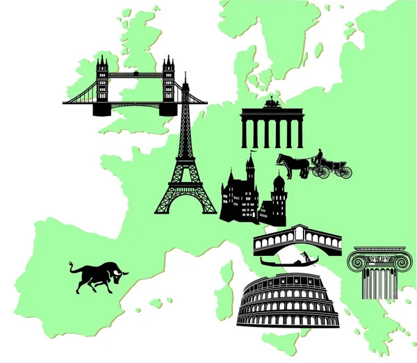 Европейское Путешествие Графическая Векторная Иллюстрация — стоковый вектор