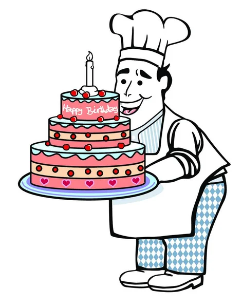 Boulanger Avec Gâteau Avec Confiseur — Image vectorielle