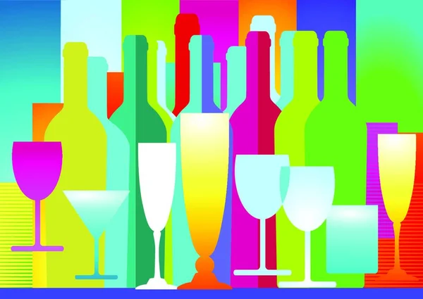 Decoração Bebidas Ilustração Vetorial Colorido — Vetor de Stock