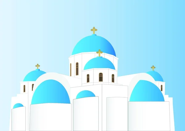 Grecki Kościół Prawosławny Kolorowy Wektor Ilustracji — Wektor stockowy