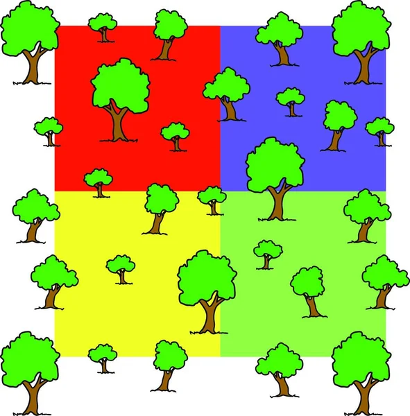 Απρόσκοπτη Ταπετσαρία Δέντρο Πολύχρωμο Διανυσματική Απεικόνιση — Διανυσματικό Αρχείο