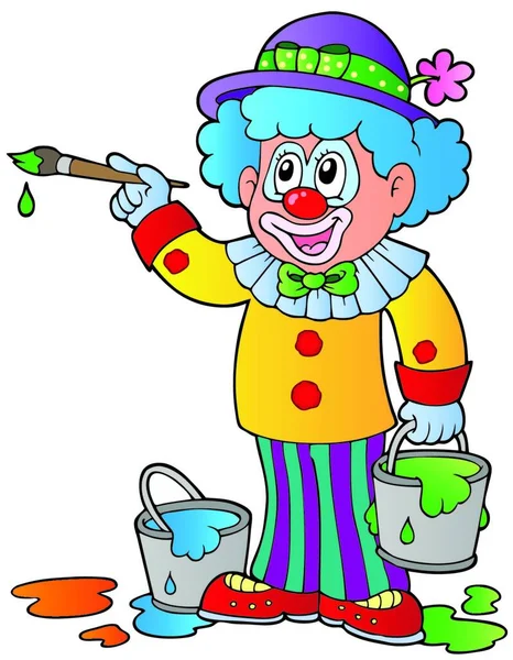 Dessin Animé Artiste Clown Illustration Vectorielle Colorée — Image vectorielle