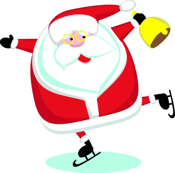 Weihnachtsmann Skating Vektor Illustration — Stockvektor