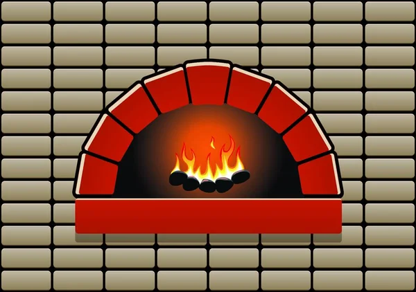 Vector Oven Burning Fire — Stock Vector