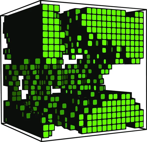 Cubo Verde Ilustração Vetorial Colorido — Vetor de Stock
